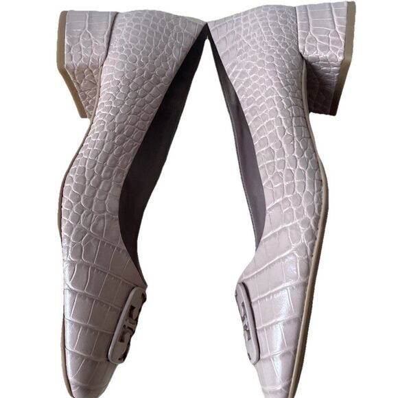 New TORY BURCH Georgia Block Heel Pump soft croco embossed Size 10 - Picture 3 of 4